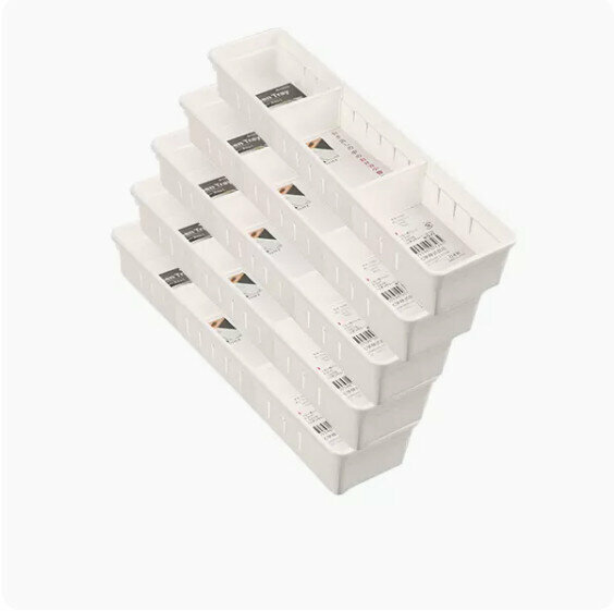 Hot style [5-pack] kitchen drawer storage box (white small size)