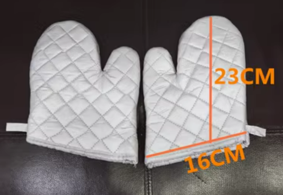 Popular 2 high temperature resistant, heat-insulating and anti-scalding silver-coated cloth gloves (silver) (size: 23CM*16CM)