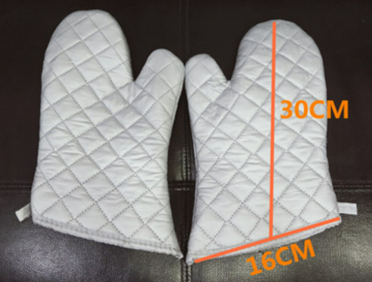 Popular 2 high temperature resistant, heat-insulating and anti-scalding silver-coated cloth gloves (silver) (size: 30CM*16CM)