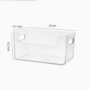 Hot style desktop debris PET transparent lidless storage box (transparent small size) (size: 21*14.1*10.7CM)