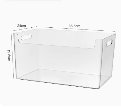 Popular PET transparent lidless storage box for desktop debris (transparent extra large size) (size: 38.3*24*19.8CM)