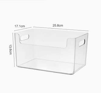 Hot style desktop debris PET transparent lidless storage box (transparent medium size) (size: 25.8*17.1*13.6CM)