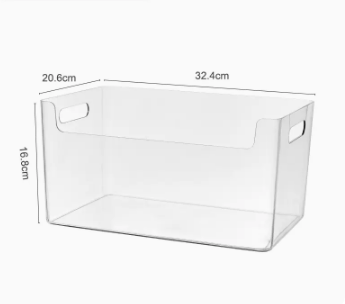 Hot style desktop debris PET transparent lidless storage box (transparent large size) (size: 32.4*20.6*16.8CM)