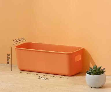 Popular solid color frosted plastic debris storage box without lid (twilight orange) (size: 27.5*10.5*9.6CM)