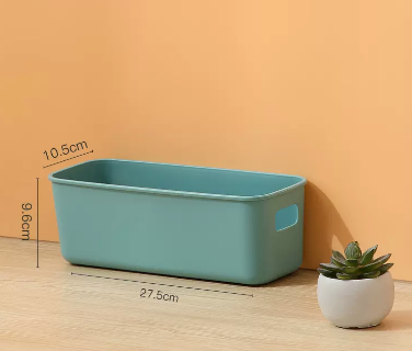 Popular solid color frosted plastic debris storage box without lid (Nordic green) (size: 27.5*10.5*9.6CM)
