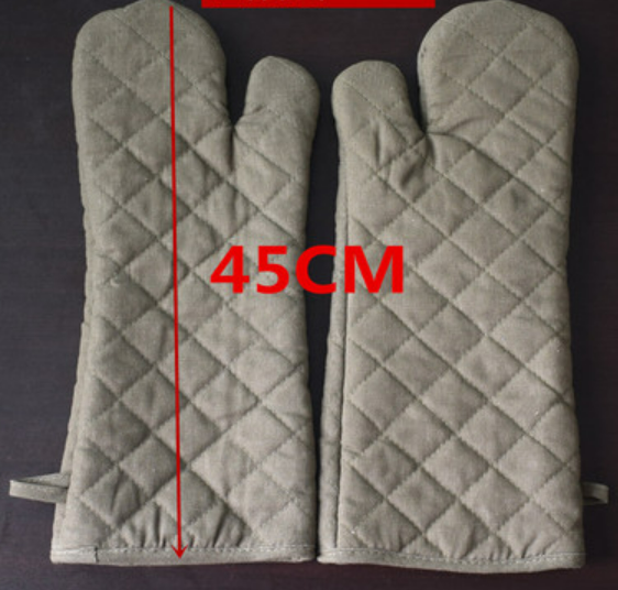 Popular 2 thick canvas insulation and high temperature resistant gloves (size: length 45CM)