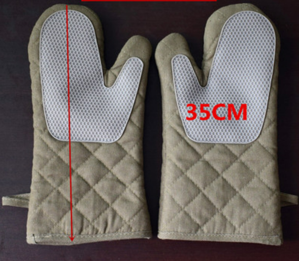 Popular 2 pieces thickened canvas silicone insulation and high temperature resistant gloves (size: length 35CM)