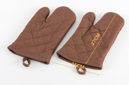 Popular 2 pieces of heat-insulating and high-temperature-resistant thickened gloves (brown) (size: length 27CM)