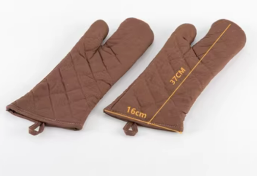 Popular 2 pieces of heat-insulating and high-temperature-resistant thickened gloves (brown) (size: length 37CM)