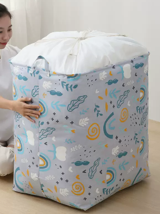 Popular large-capacity clothes and quilt storage bag (plant geometry) (size: 100L-41*50*51CM)