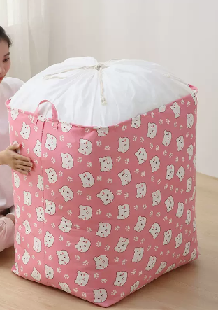 Popular large-capacity clothes and quilt storage bag (pink bear head) (size: 150L-50*50*60CM)
