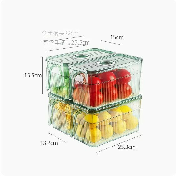 爆款【4個裝】廚房蔬菜雞蛋保鮮收納盒（【透明綠】加大號）