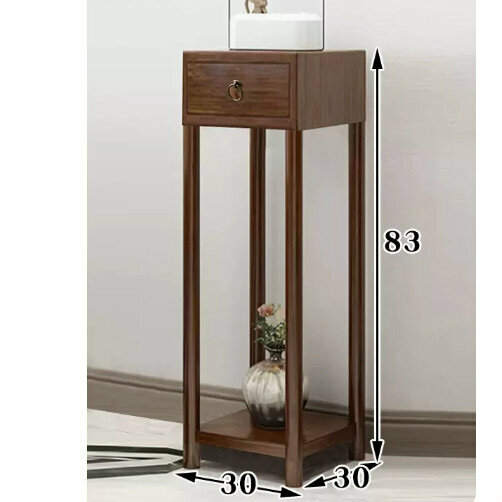 Hot-recommended wooden floor-standing flower stand (walnut color drawer model, large size)