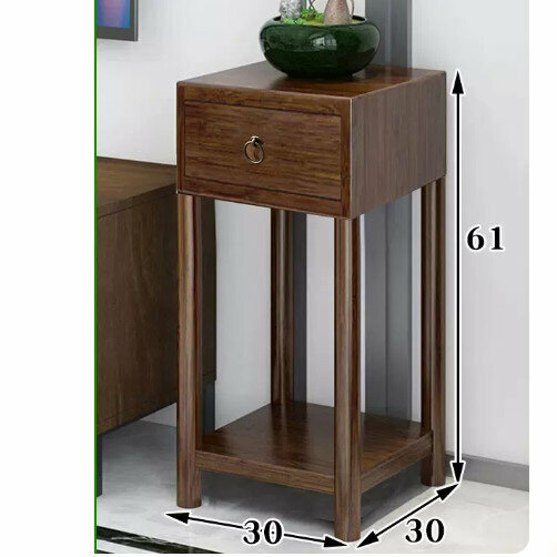 Hot-recommended wooden floor-standing flower stand (walnut color drawer model small size)