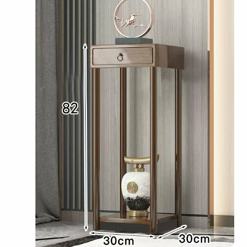 Hot-recommended wooden floor-standing flower stand (Chinese-style flower table with drawers [walnut color] [large size])