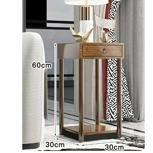 Hotly recommended wooden floor-standing flower stand (Chinese style flower table with drawers [walnut color] [small size])
