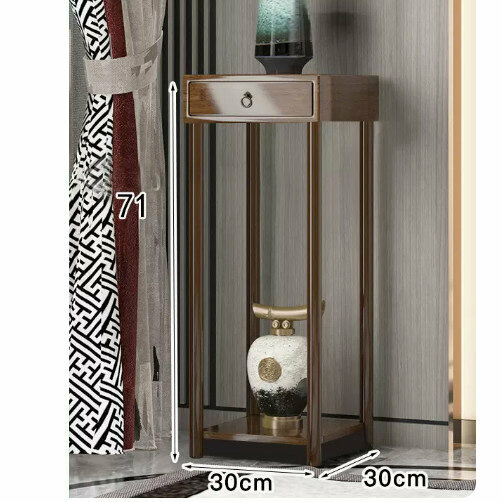 Hotly recommended wooden floor-standing flower stand (Chinese style flower table with drawers [walnut color] [medium size])