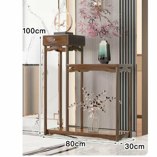 Hot-recommended wooden floor-standing flower stand (Chinese-style flower stand combination with drawer [high style])