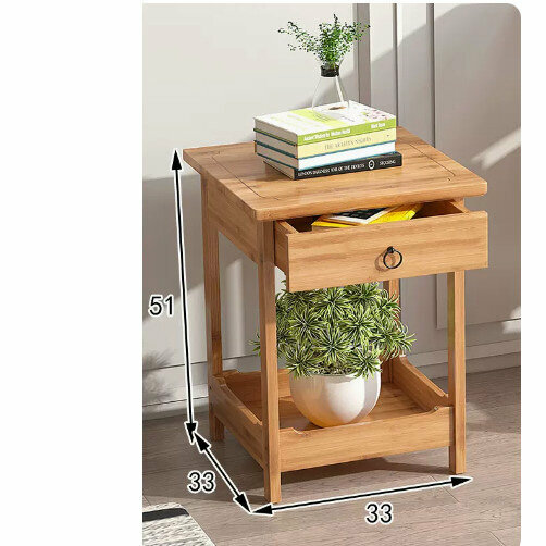 Hot-recommended wooden storage rack ([original color] new Chinese-style two-story square flower rack [with drawer])
