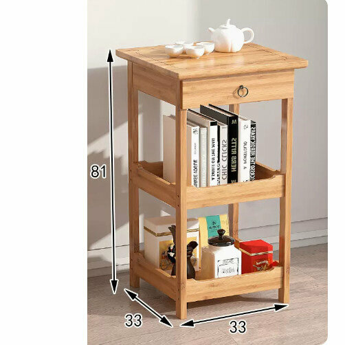 Hot-recommended wooden storage rack ([original color] new Chinese style three-layer square flower rack [with drawer])