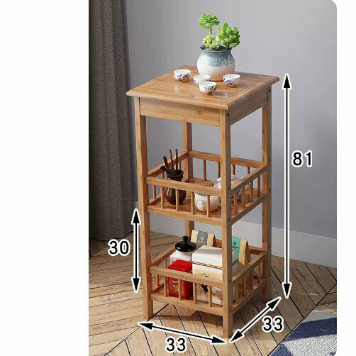 Hot-recommended wooden storage rack (three-layer square flower rack (original color))