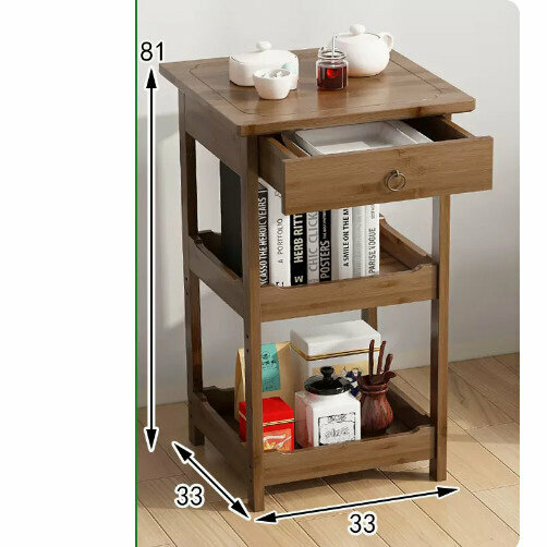 Hotly recommended wooden storage rack ([brown] new Chinese style three-layer square flower stand [with drawer])
