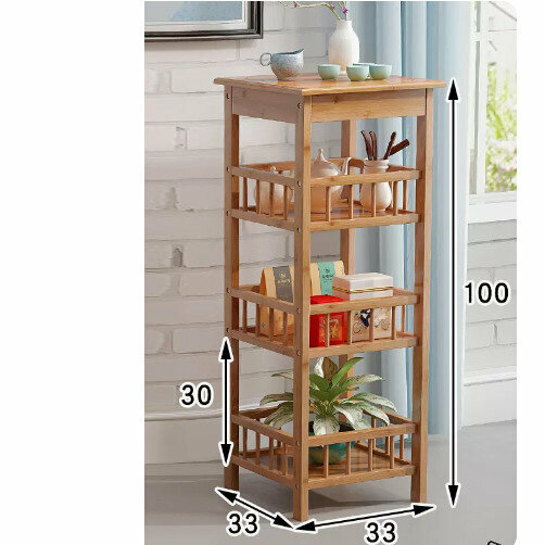 Hot-recommended wooden storage rack (four-layer square flower rack (original color))