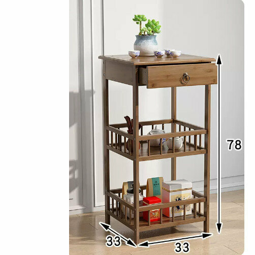 Hot push wooden storage rack (brown drawer three layers long 33cm)