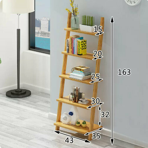 Hotly recommended wooden floor-standing flower stand (original color wall stand [five layers long 43])