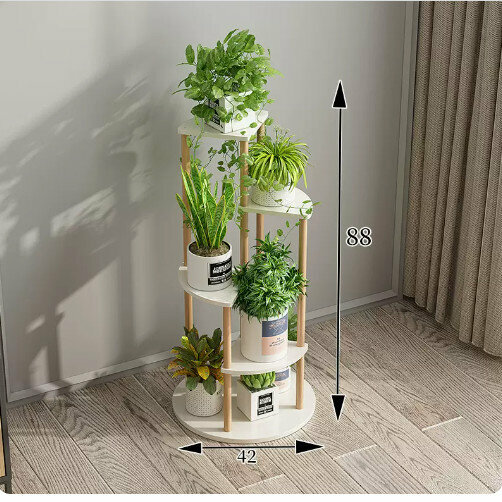 Hotly recommended wooden floor-standing flower stand (five-layer fan-shaped [Nordic white])