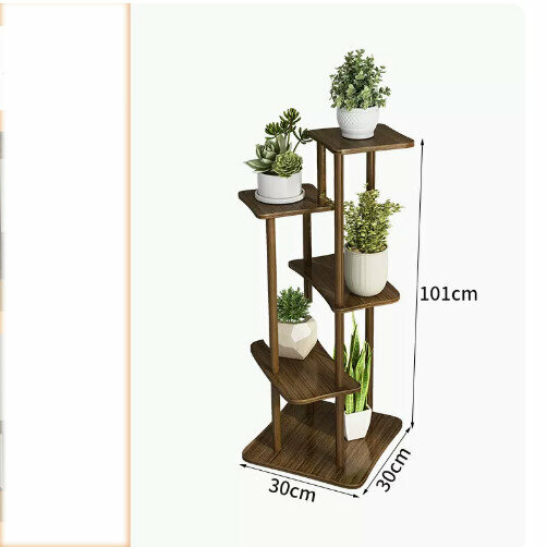 Hotly recommended wooden floor-standing flower stand (Zhongyun flower stand walnut color 5 layers)