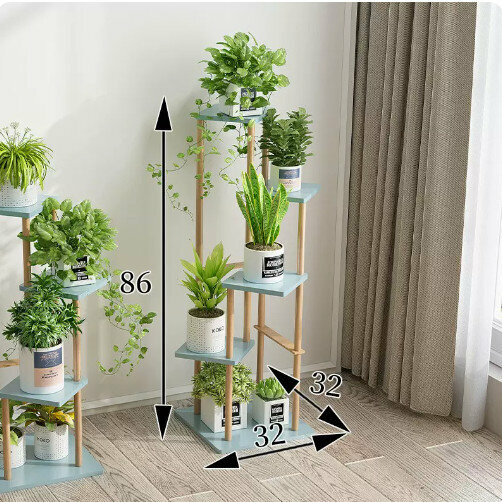 Hotly recommended wooden floor-standing flower stand (5th floor of Yunlai No. 3 flower stand (blue))