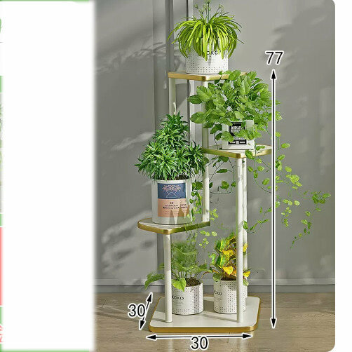 Hotly recommended wooden floor-standing flower stand (Chunfeng Jinsha Phnom Penh Style [white 4 layers])