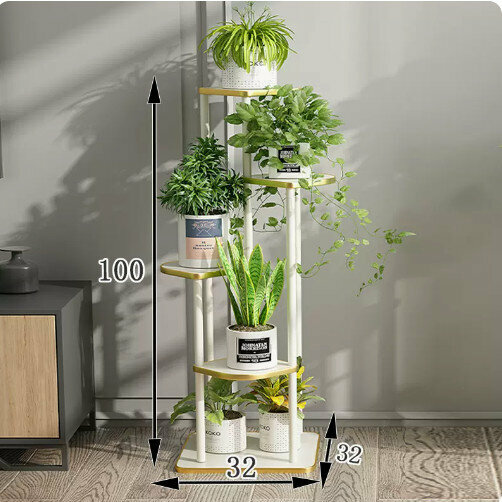 Hotly recommended wooden floor-standing flower stand (Chunfeng Jinsha Phnom Penh Style [white 5 layers])