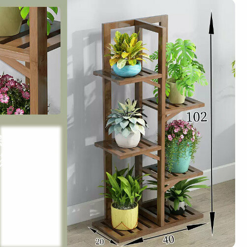 Hotly recommended wooden floor-standing flower stand (bamboo flower stand [brown] 5 layers)