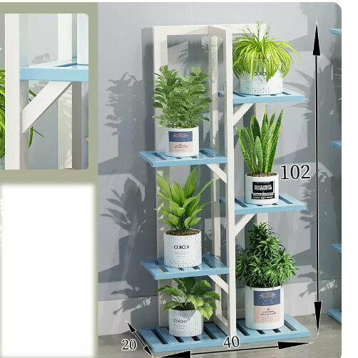 Hotly recommended wooden floor-standing flower stand (bamboo flower stand [blue and white] 5 layers)