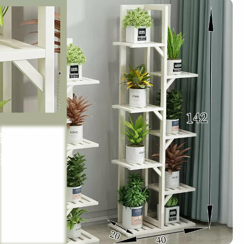 Hotly recommended wooden floor-standing flower stand (bamboo flower stand [all white] 7 layers)