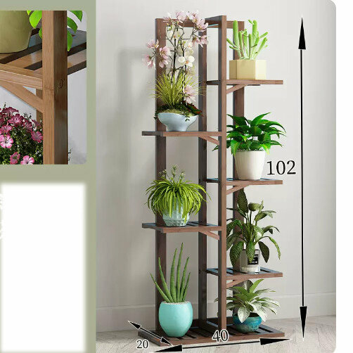 Hotly recommended wooden floor-standing flower stand (bamboo flower stand [brown] 6 layers)