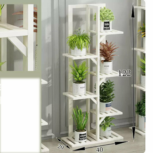 Hotly recommended wooden floor-standing flower stand (bamboo flower stand [all white] 6 layers)