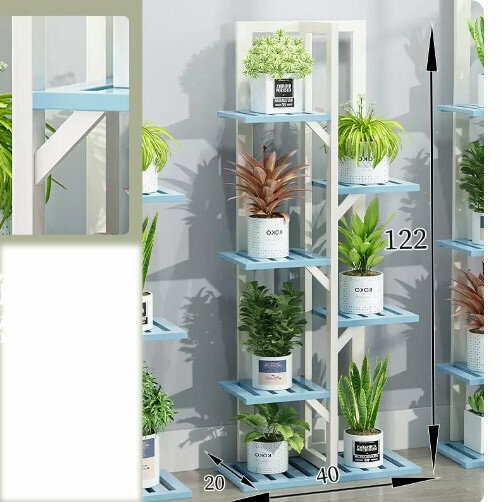 Hotly recommended wooden floor-standing flower stand (bamboo flower stand [blue and white] 6 layers)