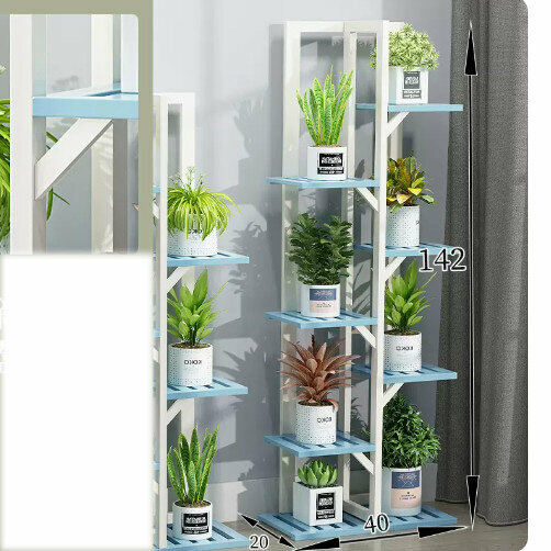 Hotly recommended wooden floor-standing flower stand (bamboo flower stand [blue and white] 7 layers)