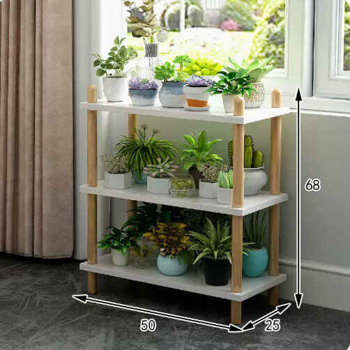 Hotly recommended wooden floor-standing flower stand (rich model [Nordic white 3 layers 50])