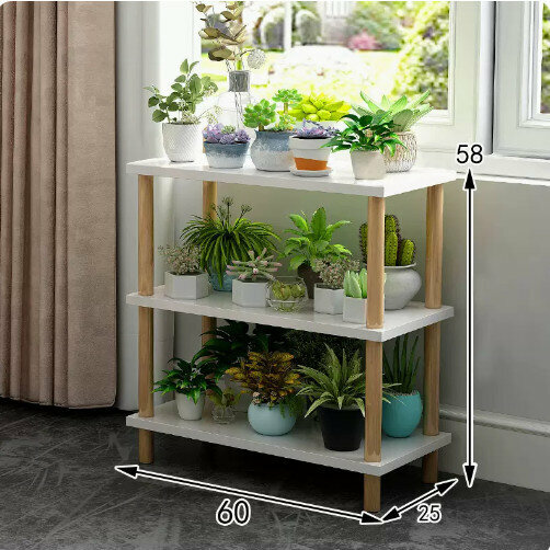 Hotly recommended wooden floor-standing flower stand (rich model [Nordic white 3 layers 60])