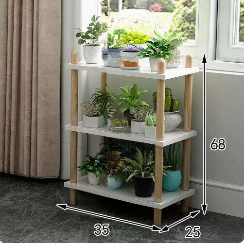 Hotly recommended wooden floor-standing flower stand (rich model [Nordic white 3 layers 35])