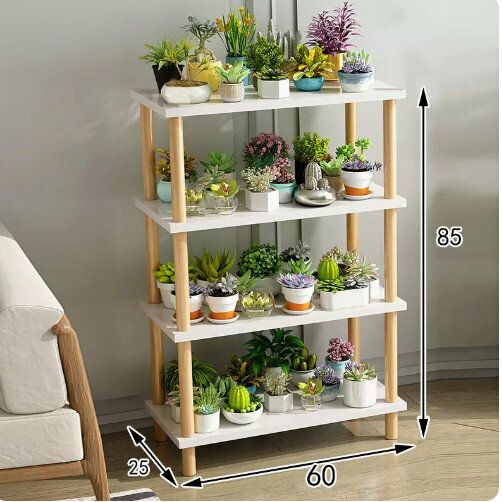 Hotly recommended wooden floor-standing flower stand (rich model [Nordic white 4 layers 60])