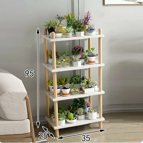 Hotly recommended wooden floor-standing flower stand (rich model [Nordic white 4 layers 35])