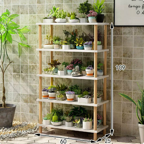 Hotly recommended wooden floor-standing flower stand (rich model [Nordic white 5 layers 60])