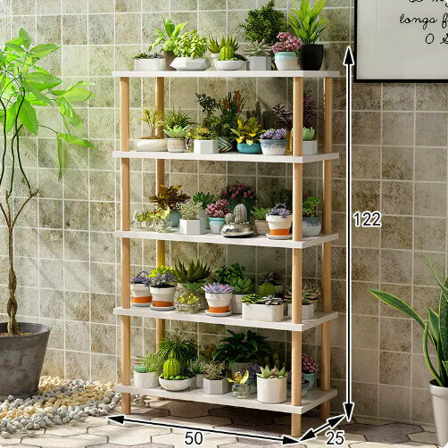 Hotly recommended wooden floor-standing flower stand (rich model [Nordic white 5 layers 50])