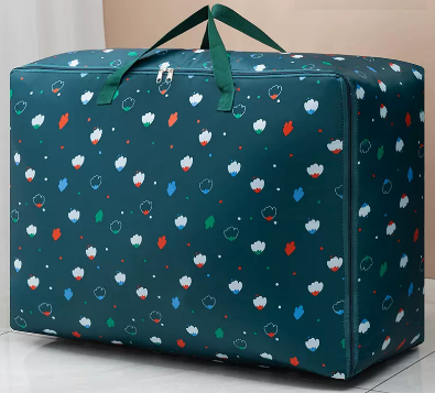 Hot selling large capacity Oxford cloth clothes and quilt storage bag (dark green floral medium size) (size: 36L-55*20*33CM)