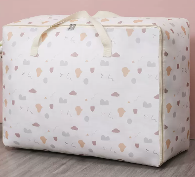 Hot selling large capacity Oxford cloth clothes and quilt storage bag (beige geometric medium) (size: 36L-55*20*33CM)